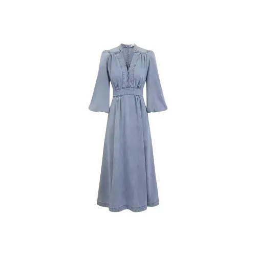 Zimmermann SS25 Лето Коллекция Купальников Длинный рукав Платье Женское Небесно-голубой