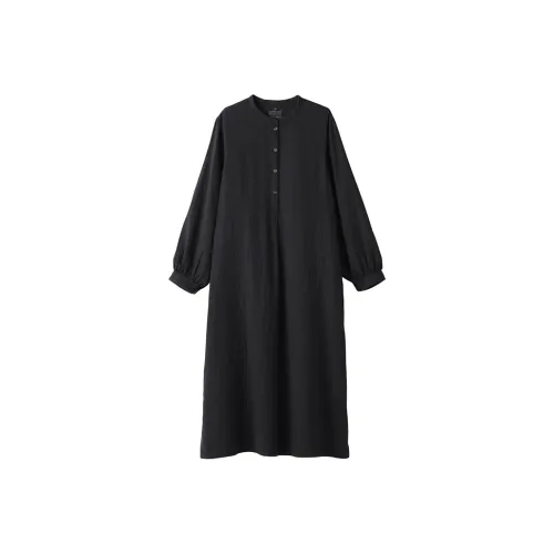 MUJI Длинное платье с длинными рукавами женское