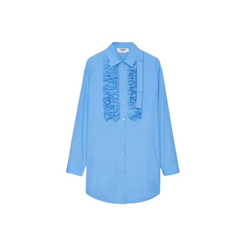 MSGM Васильковый синий Женские Длинные Платья с рукавами