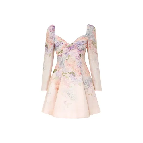 Zimmermann SS25 Длинное Платье с Длинными Рукавами Женское Многоцветное