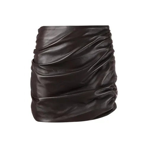 SIMONE ROCHA Коричневая женская кожаная короткая юбка