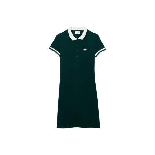 LACOSTE Зеленое Женское Короткое Платье с Рукавами