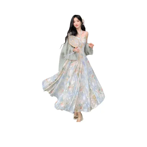 CHARM GLOW Без рукавов Платье Женское Синее