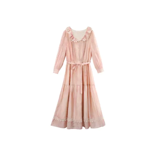 A Paradise For Awakening Длинное платье с длинными рукавами женское розовое