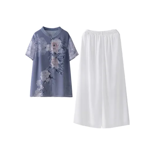 Cypress House Повседневный Костюм Женские Синий Топ Белый Низ