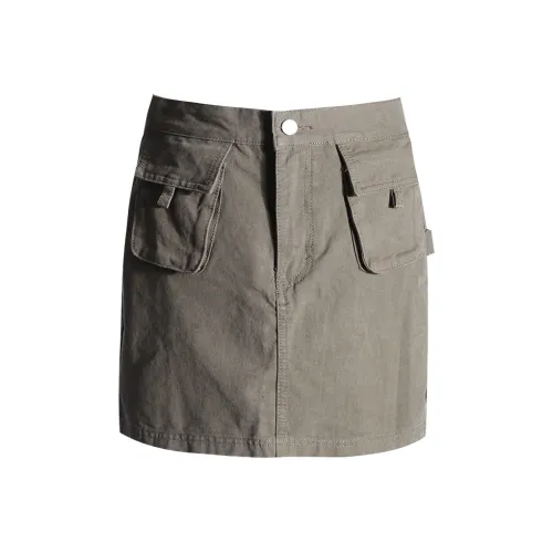 Wen Shan Повседневные короткие юбки Женские Серый Зеленый