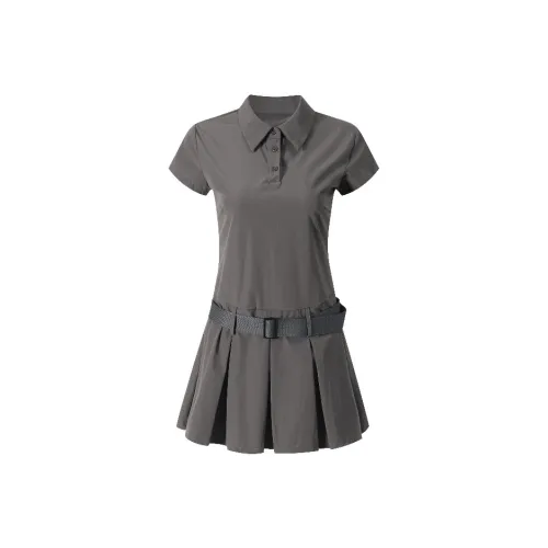 LSVE Короткий рукав Платье Женское Серое