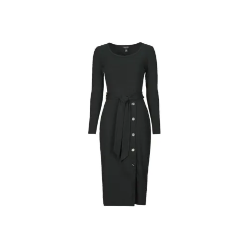 LAUREN RALPH LAUREN Длинное платье с длинными рукавами женское черное