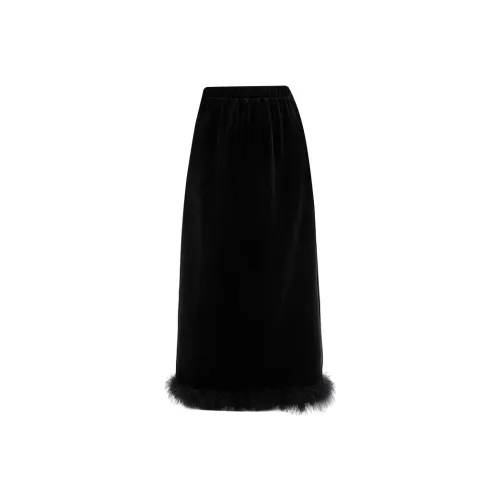 PASSCODIO Повседневный Длинный Юбка Женские Черный
