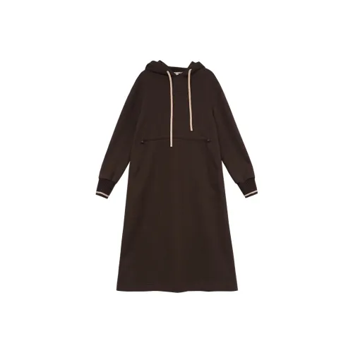 KERANPUJIAN Длинный рукав Платье Koran Женские Фрукты Kernel Коричневый