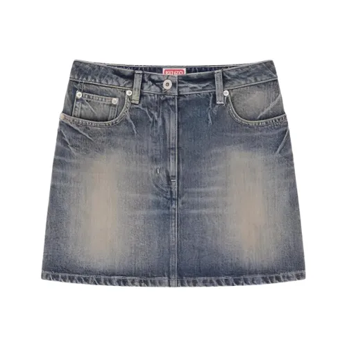 KENZO Джинсовые короткие юбки Женские Грязно-синий