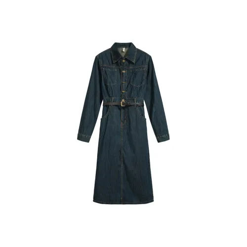 ABBY GODDESS Длинное платье с длинными рукавами женское синее