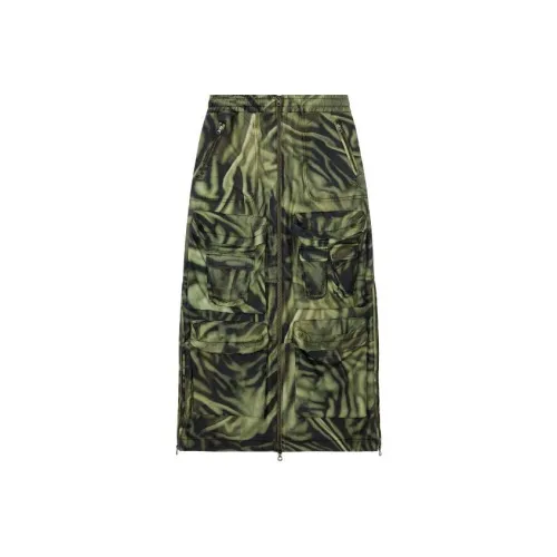DIESEL SS24 Повседневный Длинный Юбка Женская Черный Зеленый