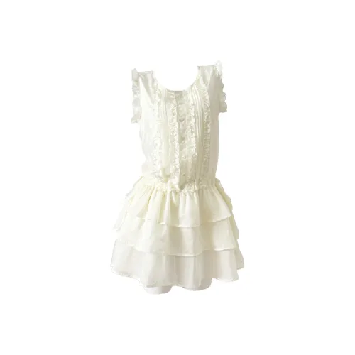 CHARM GLOW Без рукавов Платье Женское Белое