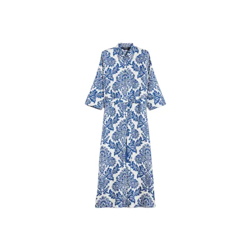 'S MAX MARA Длинное платье с длинными рукавами женское морской синий