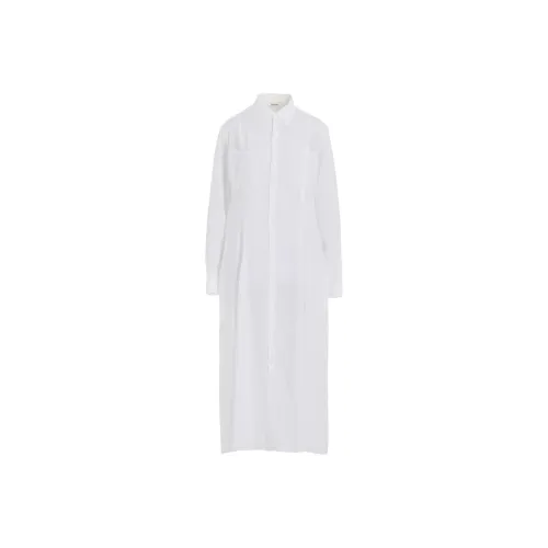 Yohji Yamamoto Белые Женские Длинные Платья с Длинными Рукавами