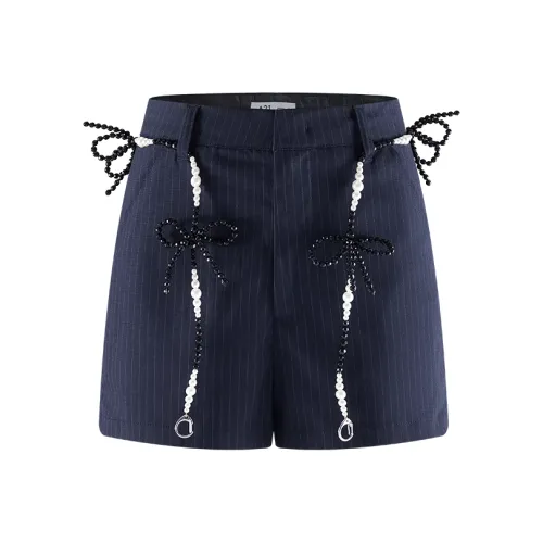 A21 Повседневные шорты Женские Темно-синий Синий Полосы