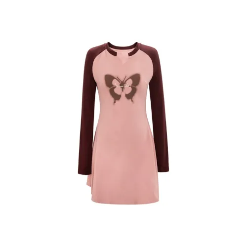 UNIFREE Длинное платье с длинным рукавом женское розовое