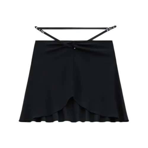 COURREGES SS24 Slash Ellipse Crepe JERSEY MINI SKIRT Повседневные короткие юбки Женские Черный