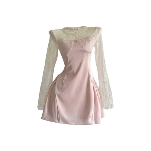 AFGGD Длинное платье с длинными рукавами женское розовое