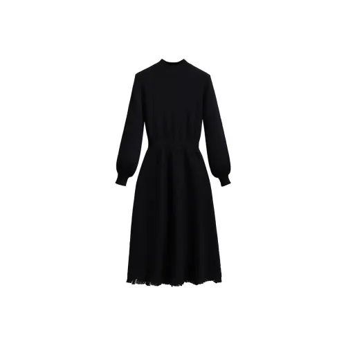 Silky Queen Длинное платье с длинными рукавами женское черное