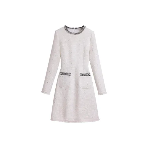 Silky Queen Длинное платье с длинными рукавами женское абрикосового цвета