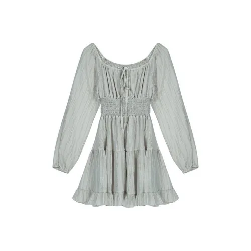 ETSE Длинное платье с длинными рукавами женское серое