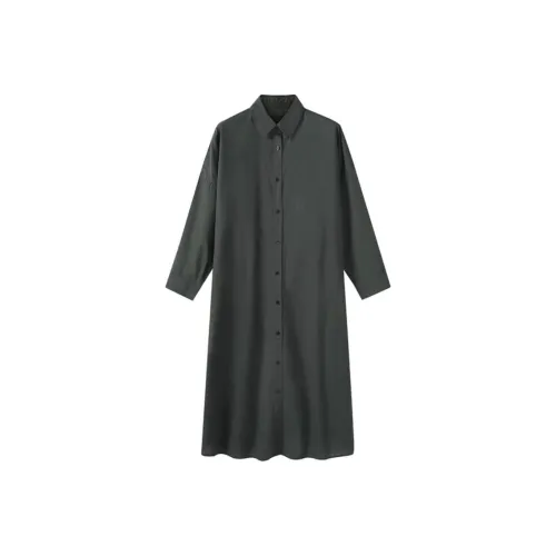 MUJI Длинное платье с длинными рукавами женское