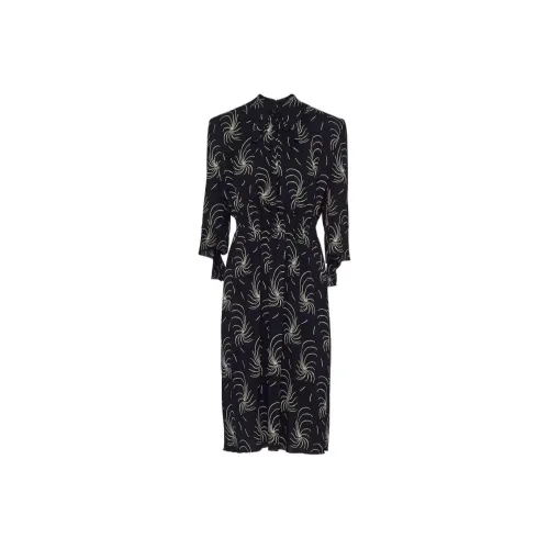 PRADA SS24 Длинное платье с длинными рукавами женское черное