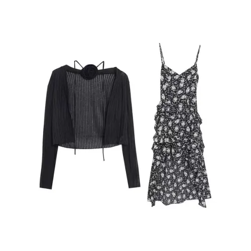 PUREIDOL Платье с юбкой Женское Черный Кардиган + Черная Юбка