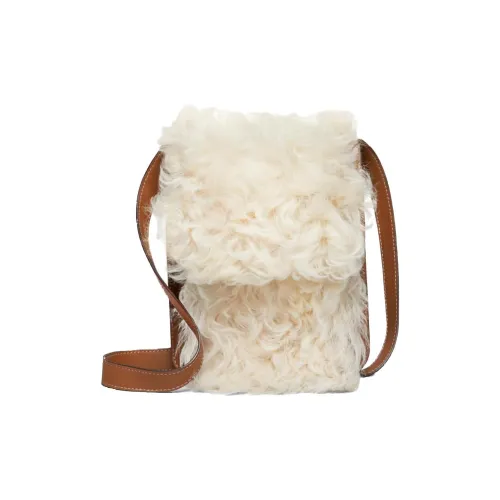 TORY BURCH Коровья кожа овечья шерсть пэчворк чехол для телефона сумка через плечо женский белый и коричневый