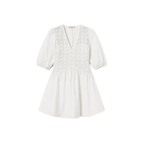 TWINSET Milano SS25 Короткий рукав Платье Женское Белое