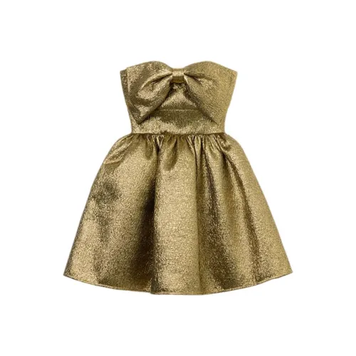 Self Portrait Новый год Без рукавов Платье Женское Золотое