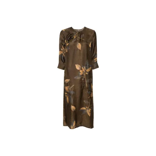 UMA WANG Длинное платье с длинными рукавами женское коричневое