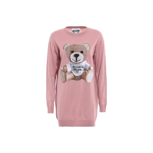 MOSCHINO Длинное платье с длинными рукавами женское розовое