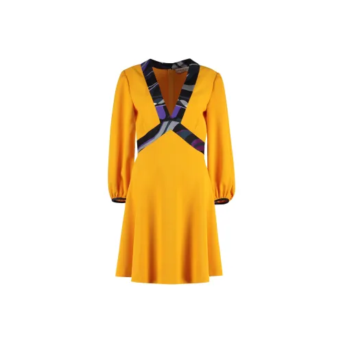 EMILIO PUCCI Длинное платье с длинными рукавами женское желтое