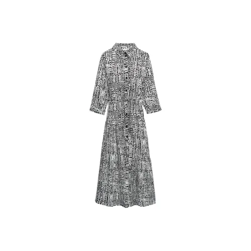 ZARA ZW Series Черное/Белое Женские Длинные Платья с Рукавами