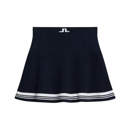J.Lindeberg Frida Stripe Вязаная юбка Повседневная Короткая юбка Женская Морской синий