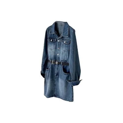 SYEEE WITH U Длинное платье с длинными рукавами женское синее