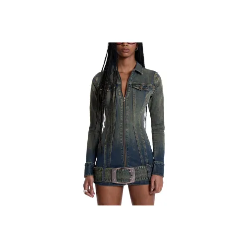 Jaded London Длинное платье с длинными рукавами женское темно-синий