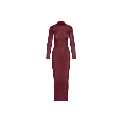 Self Портрет Длинный Sleeved Платье Женское Красное