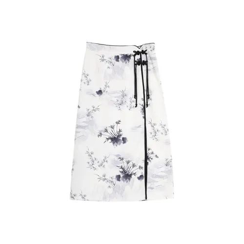 SETIROM Повседневный Длинный Юбка Женские Черный Белый