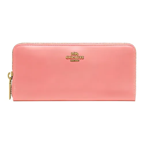 COACH Continental Wallet Телячья кожа Клатч Держатель для карт кошелек Маленький Женские Конфетно-розовый