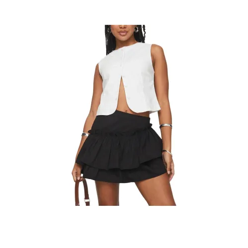 PRINCESS POLLY SELENIS Асимметричные Мини Шорты-юбка Повседневные Юбки Женские Черный Черный