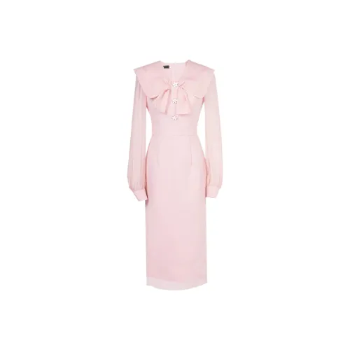 Duffy Fashion Длинное платье с длинными рукавами женское розовое