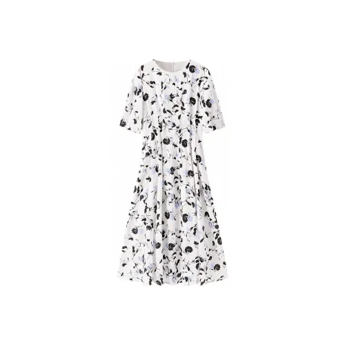 PEACEBIRD Многоцветное Цветочное Женское Длинное Платье с Рукавами