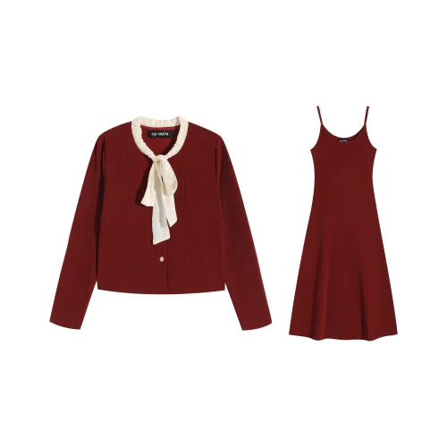 CPAURA Комплект с юбкой Женские Празднование Красный
