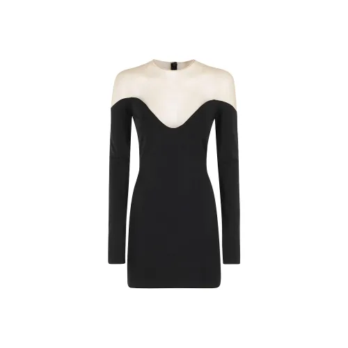 DAVID KOMA Длинное платье с длинными рукавами женское черное