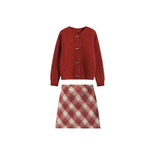 The King and the Nightingale Клетчатый Комплект из трех предметов с юбкой для женщин