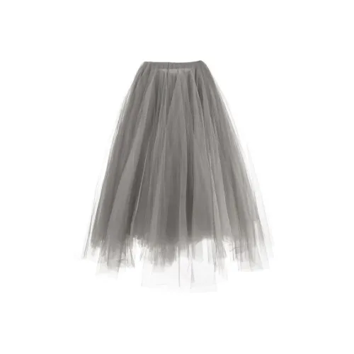 MARC LE BIHAN Серый Женские Повседневные Длинные Юбки